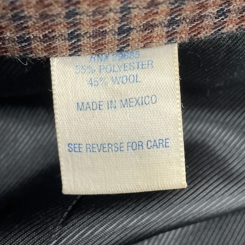 Pendleton Blazer Mens 40 Houndstooth Wool Blend Two Button Sport Coat Jacket
